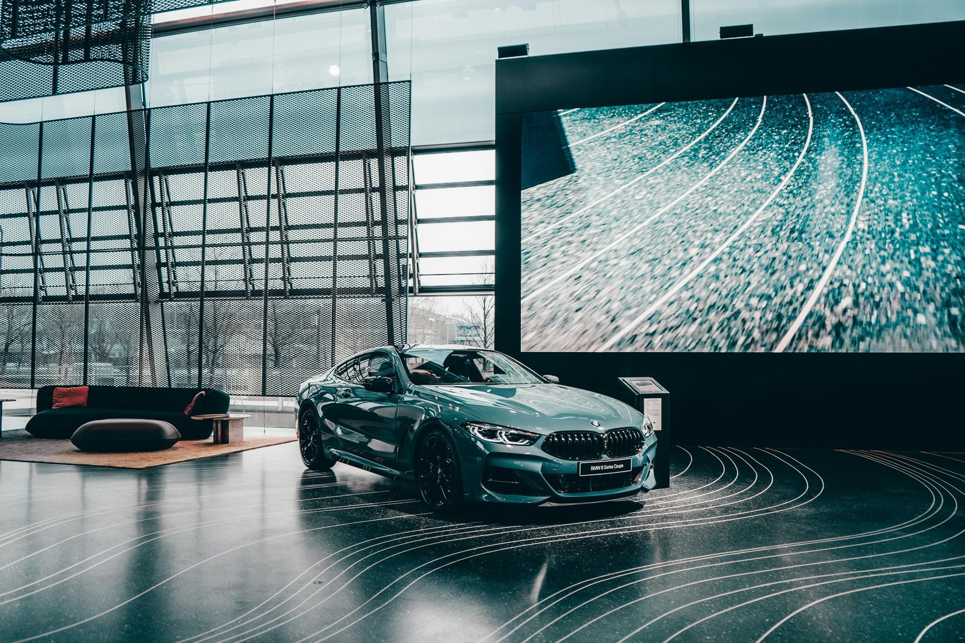 BMW car in modern showroom