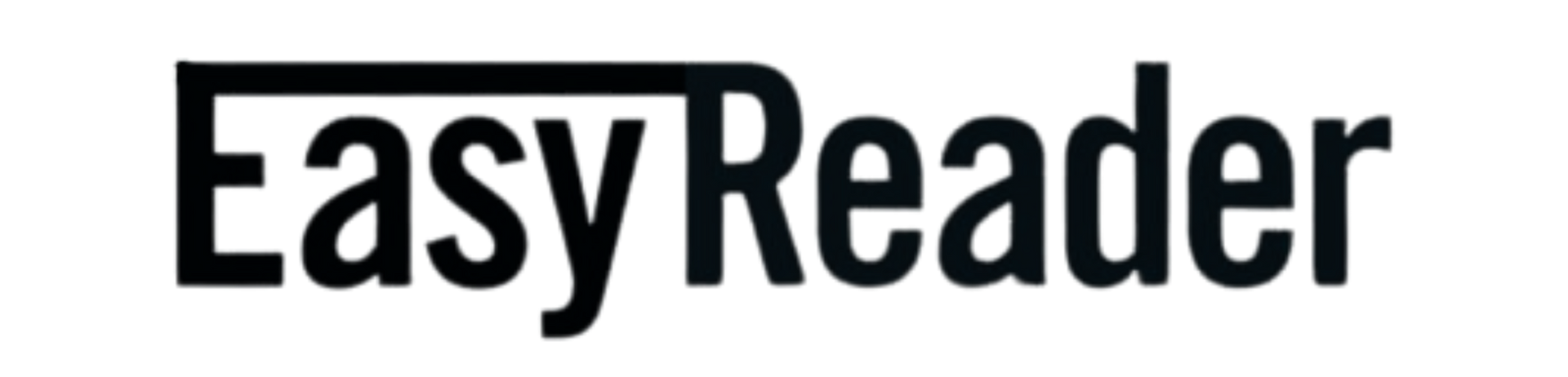 The easy reader logo is black and white on a white background.