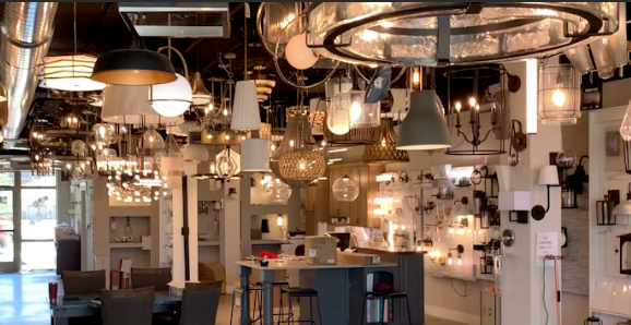 Designer lights on display at Illuminate lighting in north liberty, Iowa

