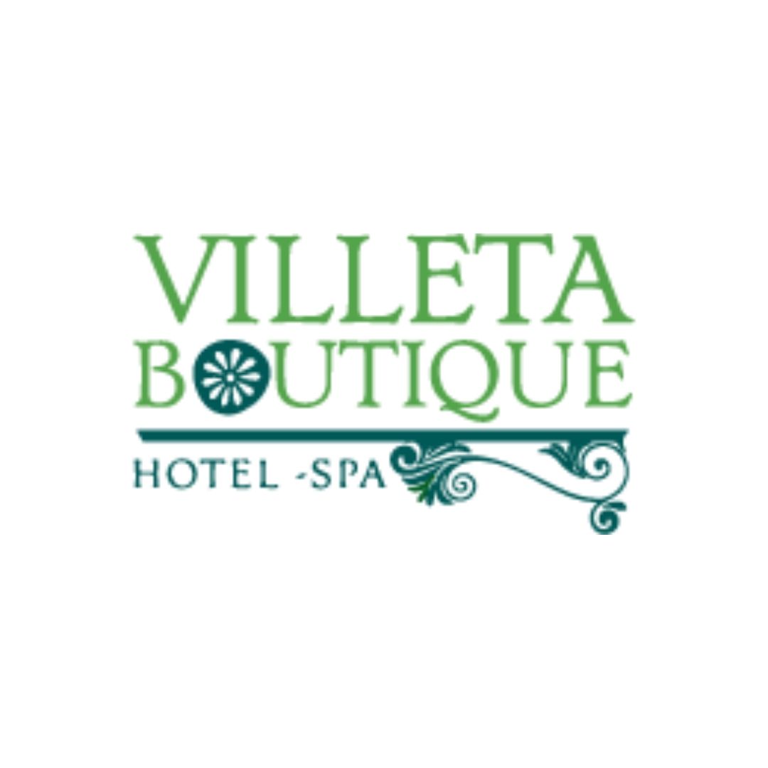 Logotipo del Villeta Boutique Hotel - Spa, texto verde sobre fondo blanco.