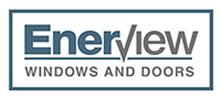 Logo for EnerView Windows and Doors. Dark blue text 