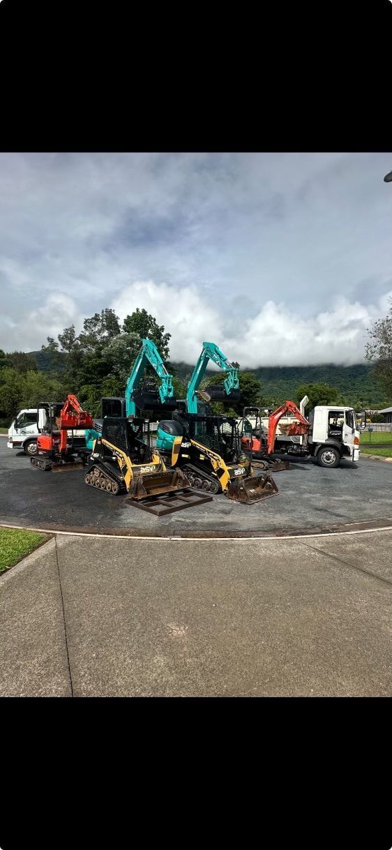 Heavy Construction Equipment Including Excavators and Trucks — Cairns Earthmoving Solutions In Redlynch, QLD
