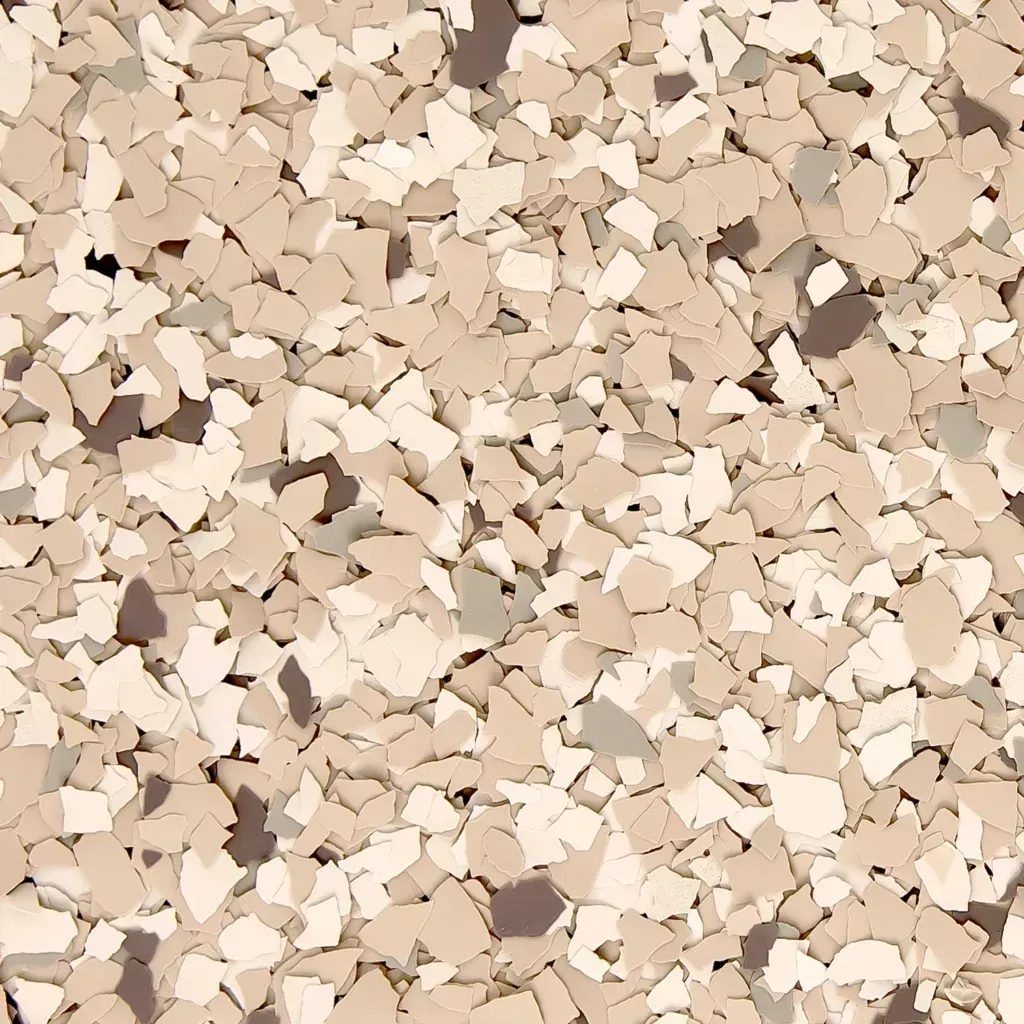 Close-up of beige and cream gravel stones filling the frame.