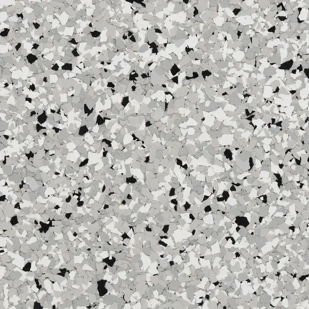 Gray speckled stone or terrazzo surface with scattered black and white flecks