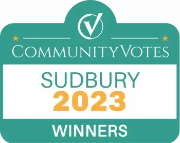 Community votes sudbury 2023 winners logo on a white background