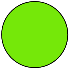 Green circle with a black outline.