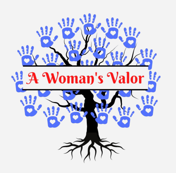 A tree graphic with blue handprints as leaves, each featuring a white heart, centered with the text