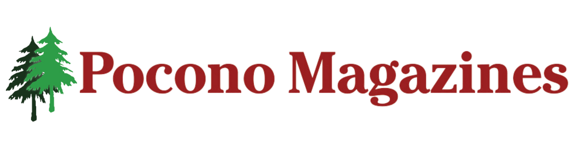 The logo for pocono magazines with two trees on it