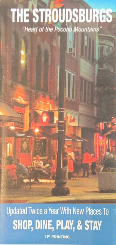 A book titled the stroudsburgs updated twice a year with new places to shop dine play and stay