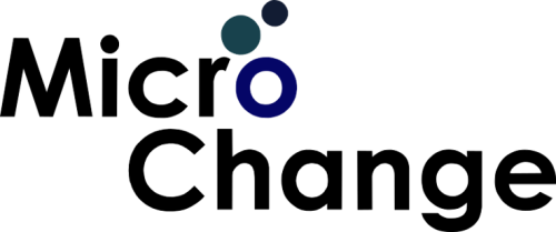 MicroChange logo with text and blue/teal sphere graphic.