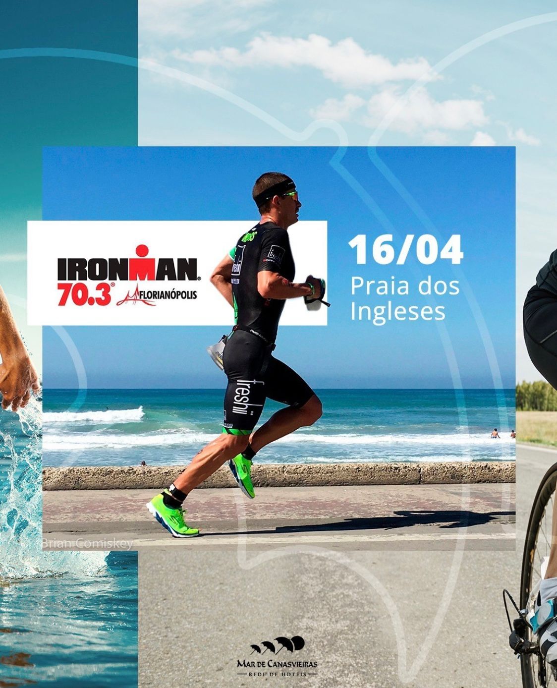 A poster for ironman 70.3 in praia dos ingleses