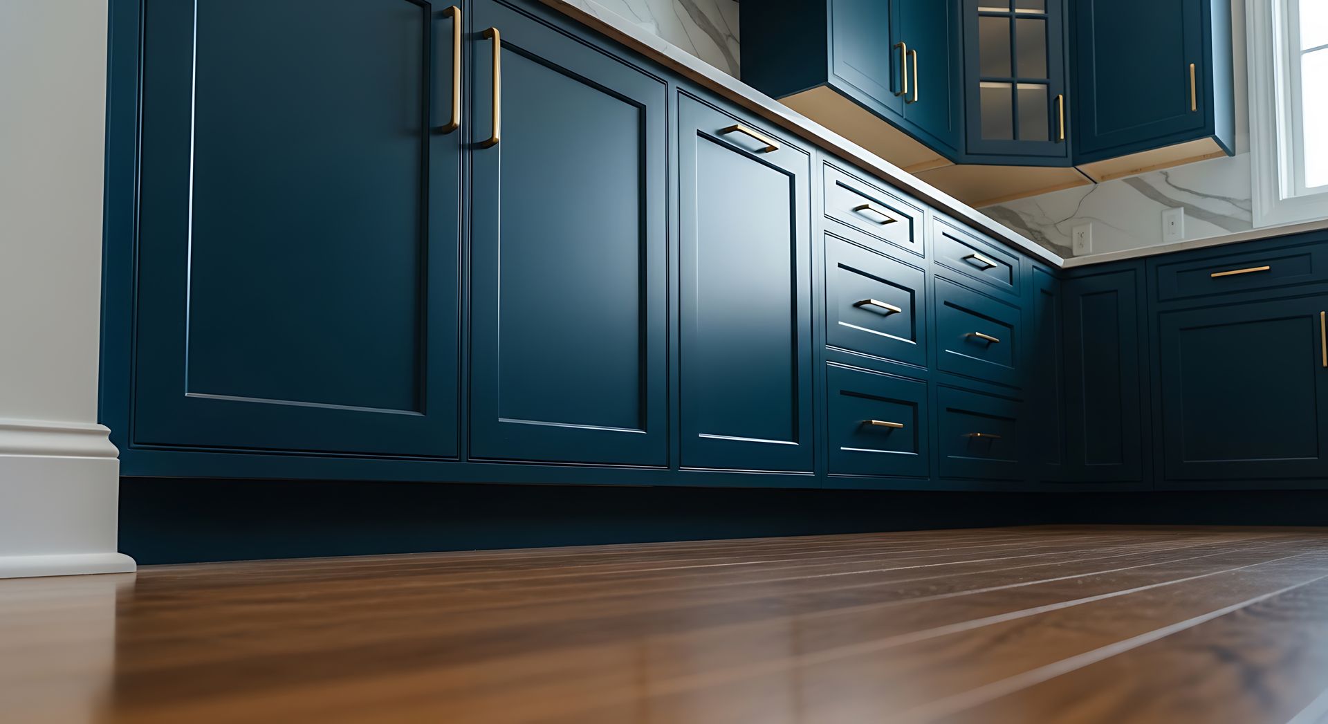 Modern kitchen interior featuring custom cabinet