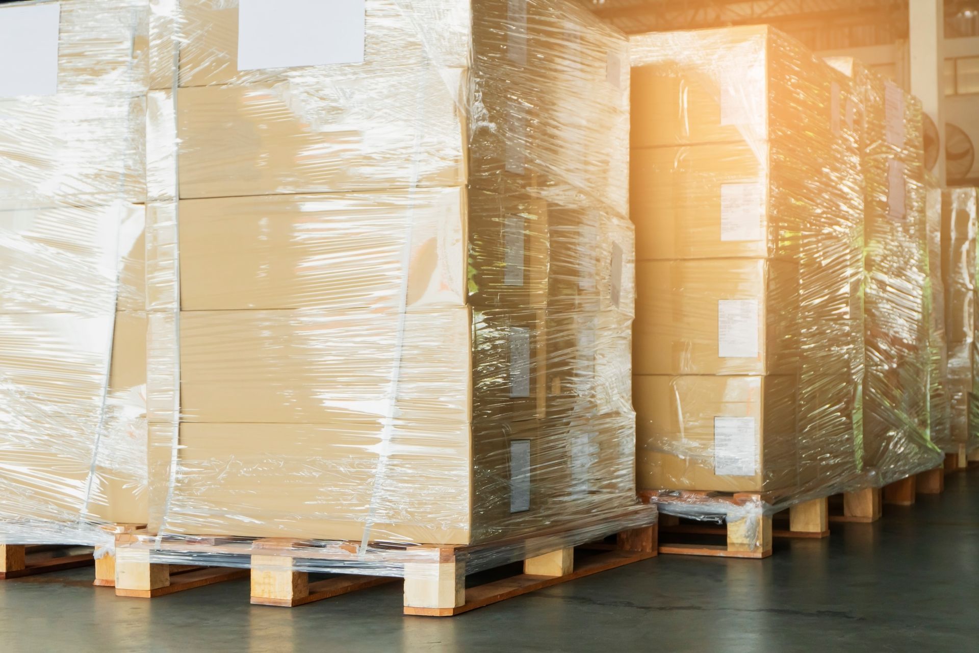 Boxes wrapped in stretch wraps
