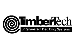 A black and white logo for timbertech engineered decking systems.