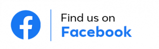 Facebook logo with “Find us on Facebook” text in black and blue