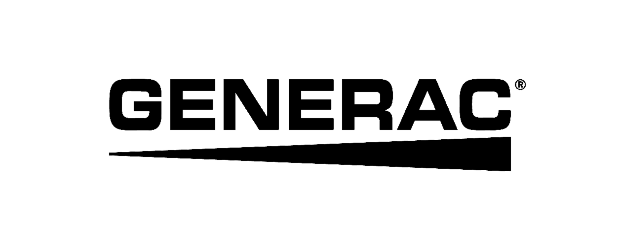 Generac logo in black text with a stylized underline on a white background