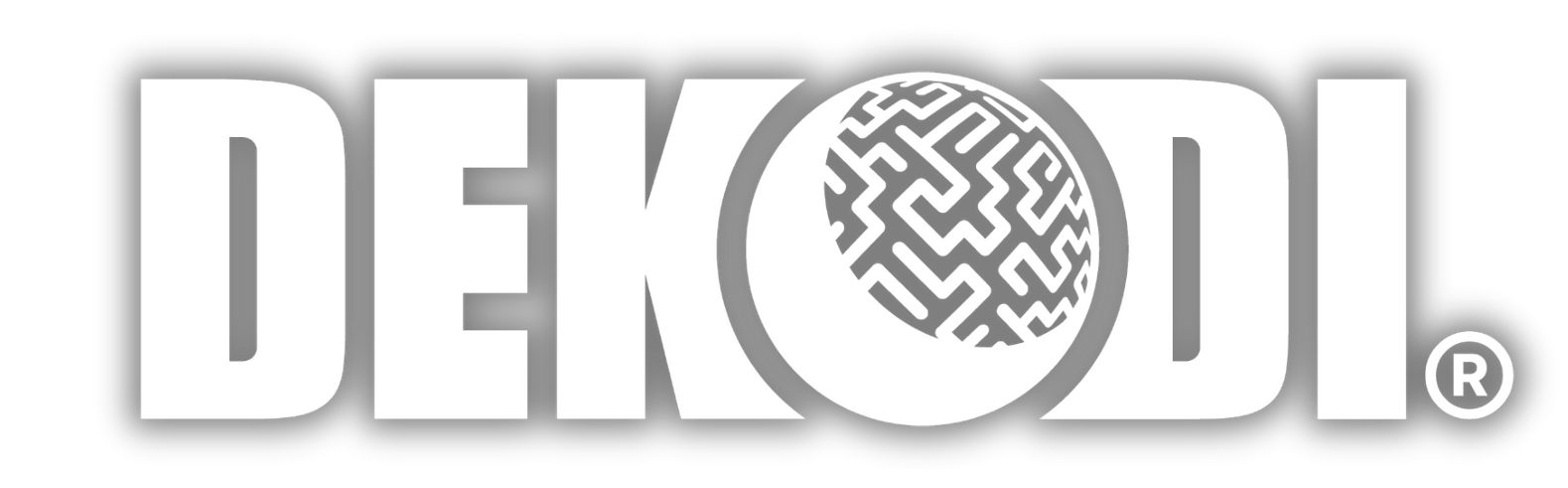 DEKODI logo with a globe graphic containing a maze design.