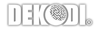 DEKODI logo with a globe graphic containing a maze design.