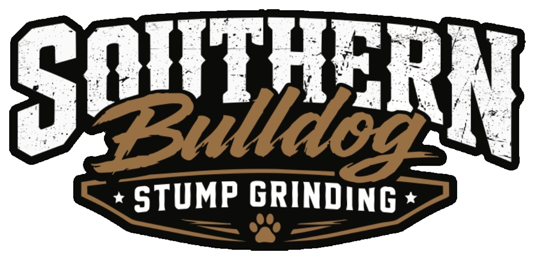 Southern Bulldog Stump Grinding logo in black, white, and gold with a bulldog silhouette