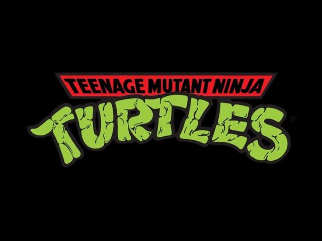 Teenage Mutant Ninja Turtles logo: Green "TURTLES" text below red "TEENAGE MUTANT NINJA" on a black background.