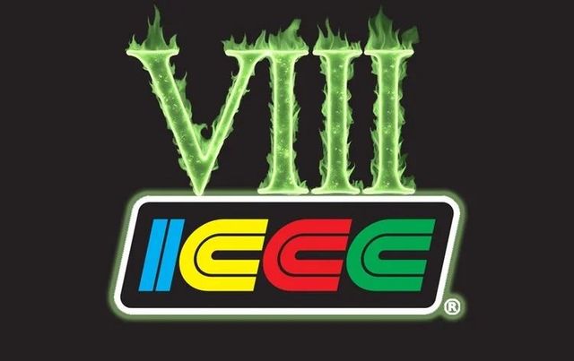 Logo for ICC VIII, with roman numeral VIII in green flames above a stylized ICC logo.