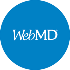 WebMD logo in white text inside a blue circle
