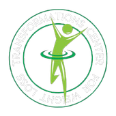 Green logo of a person dancing with arms up, inside a circle reading "Transformations Center for Weight Loss".