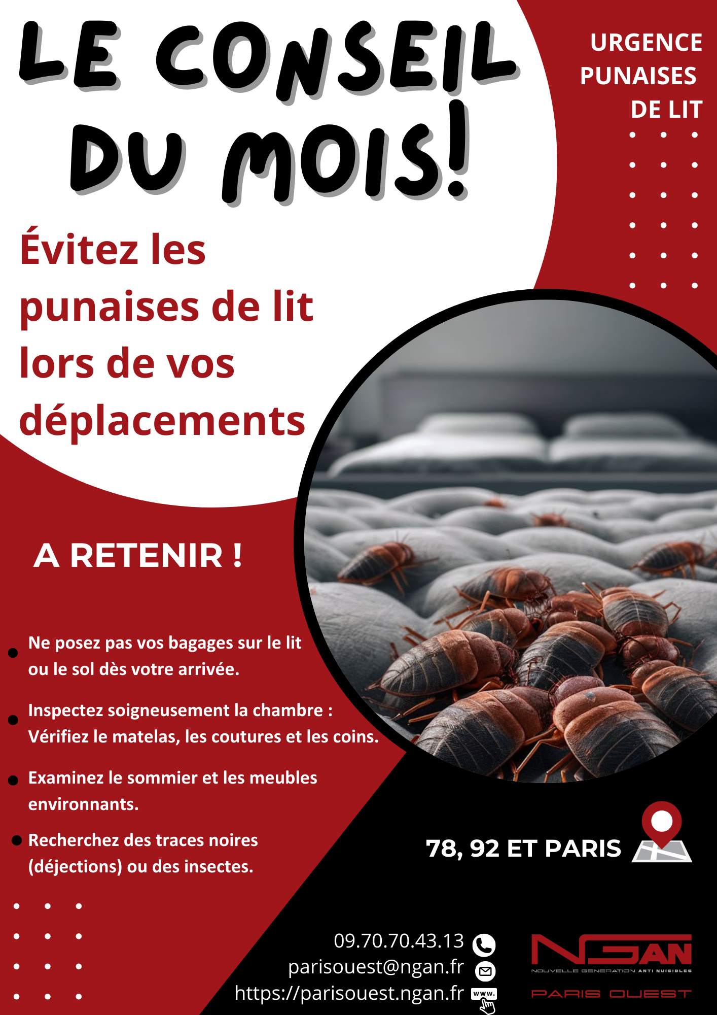  Conseil du mois NGAN Paris-Ouest : Devenez un champion de la détection de punaises de lit ! 