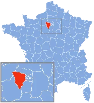 Une carte bleue de la France avec un triangle rouge au milieu