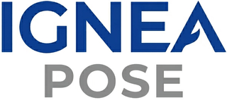 Logo IGNEA POSE in testo blu e grigio su sfondo bianco.