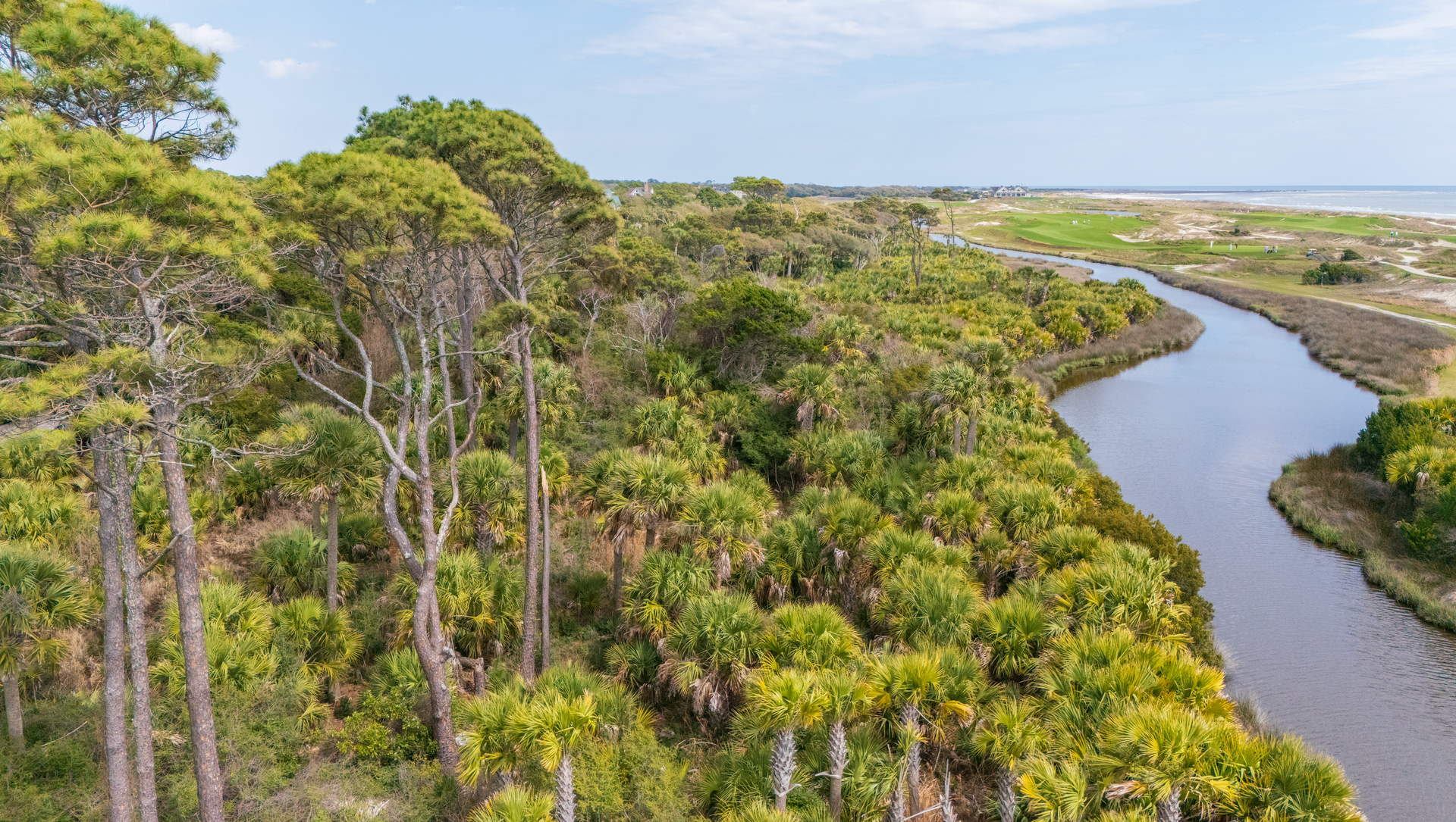 An aerial view of Kiawah River.