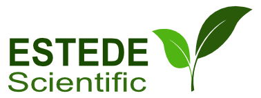 Estede science -logo, jossa on kaksi vihreää lehteä valkoisella pohjalla.