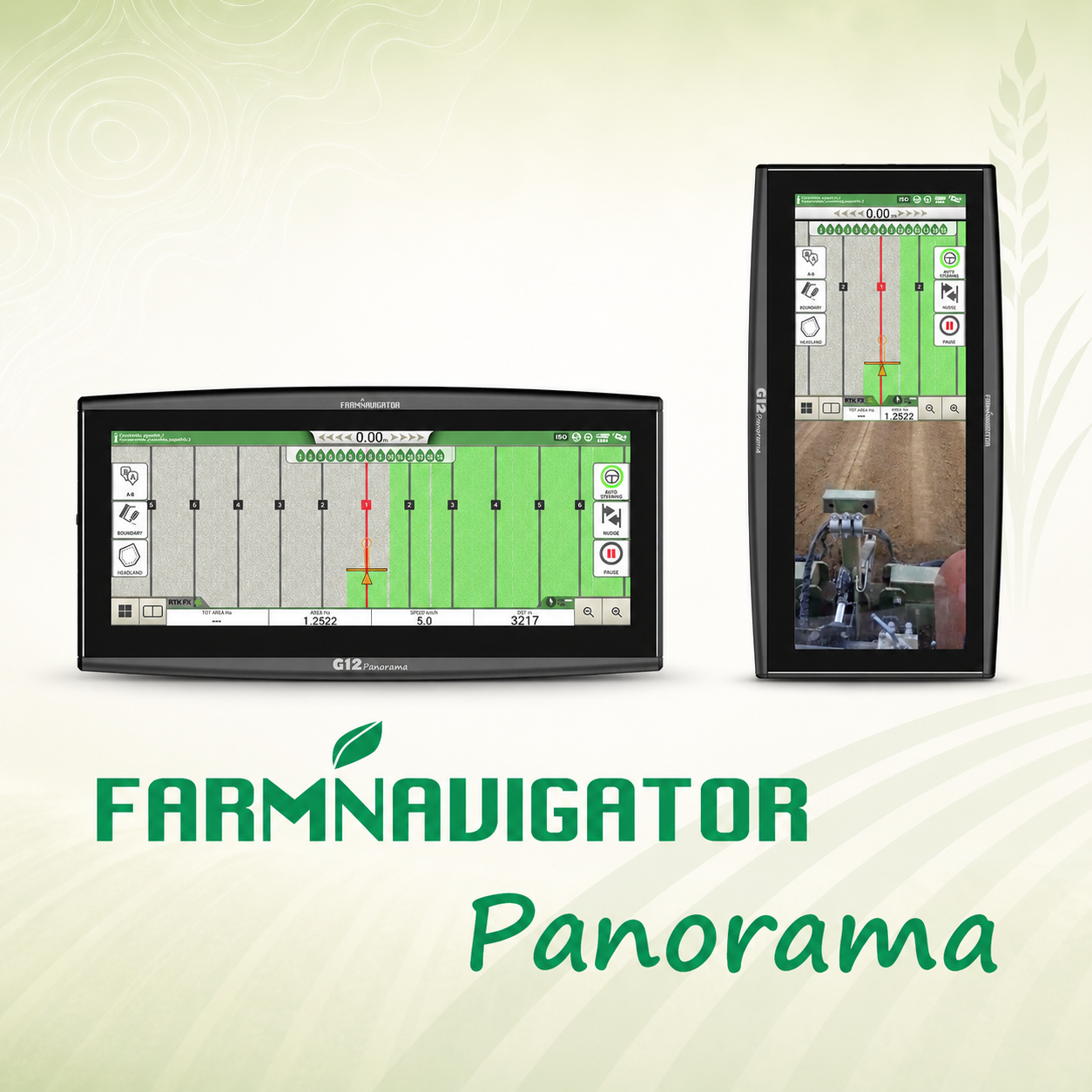 Farmnavigator G12 Panorama vaaka-asennossa ja pystyssä