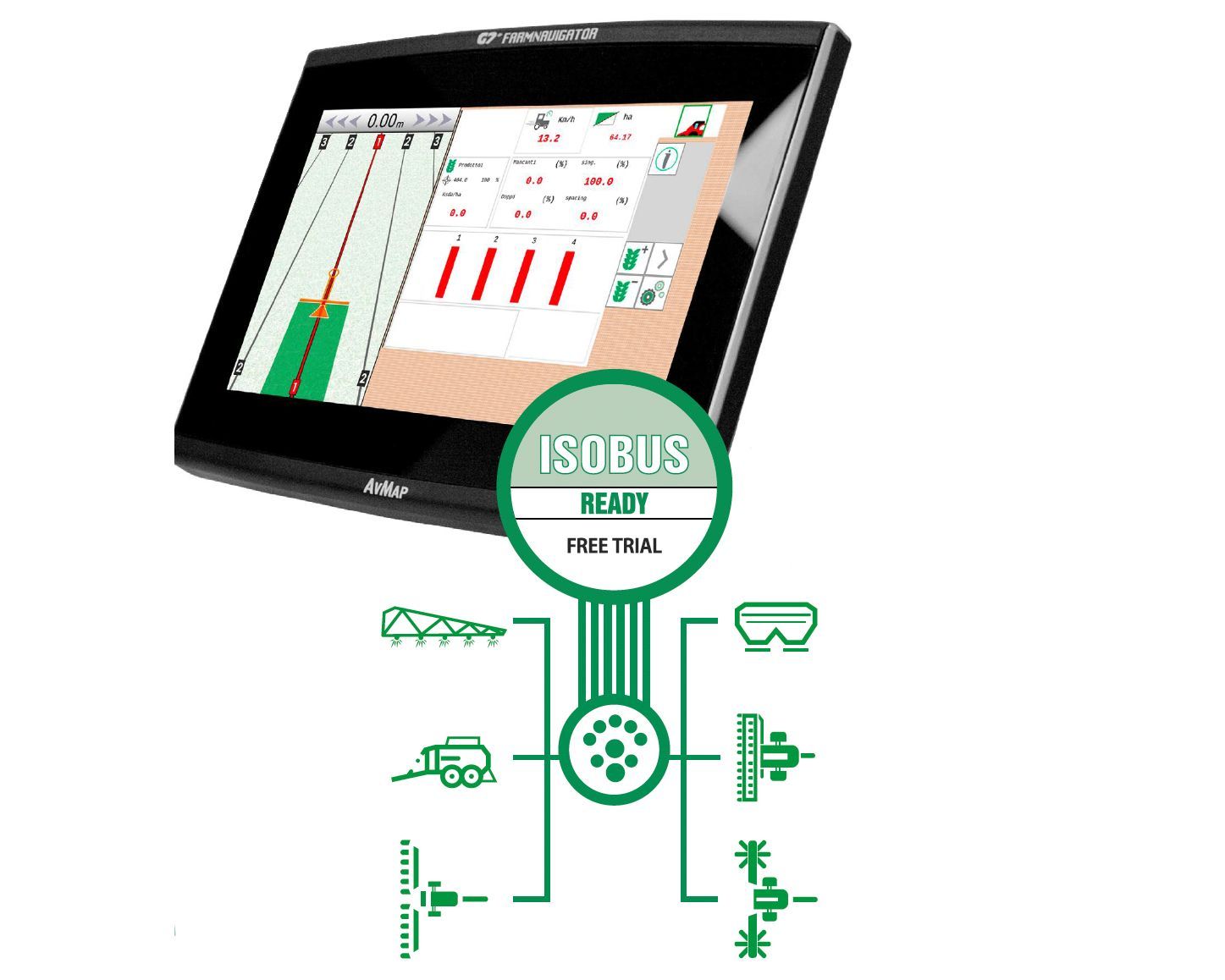 A farmnavigator g12 panorama is shown on a white background