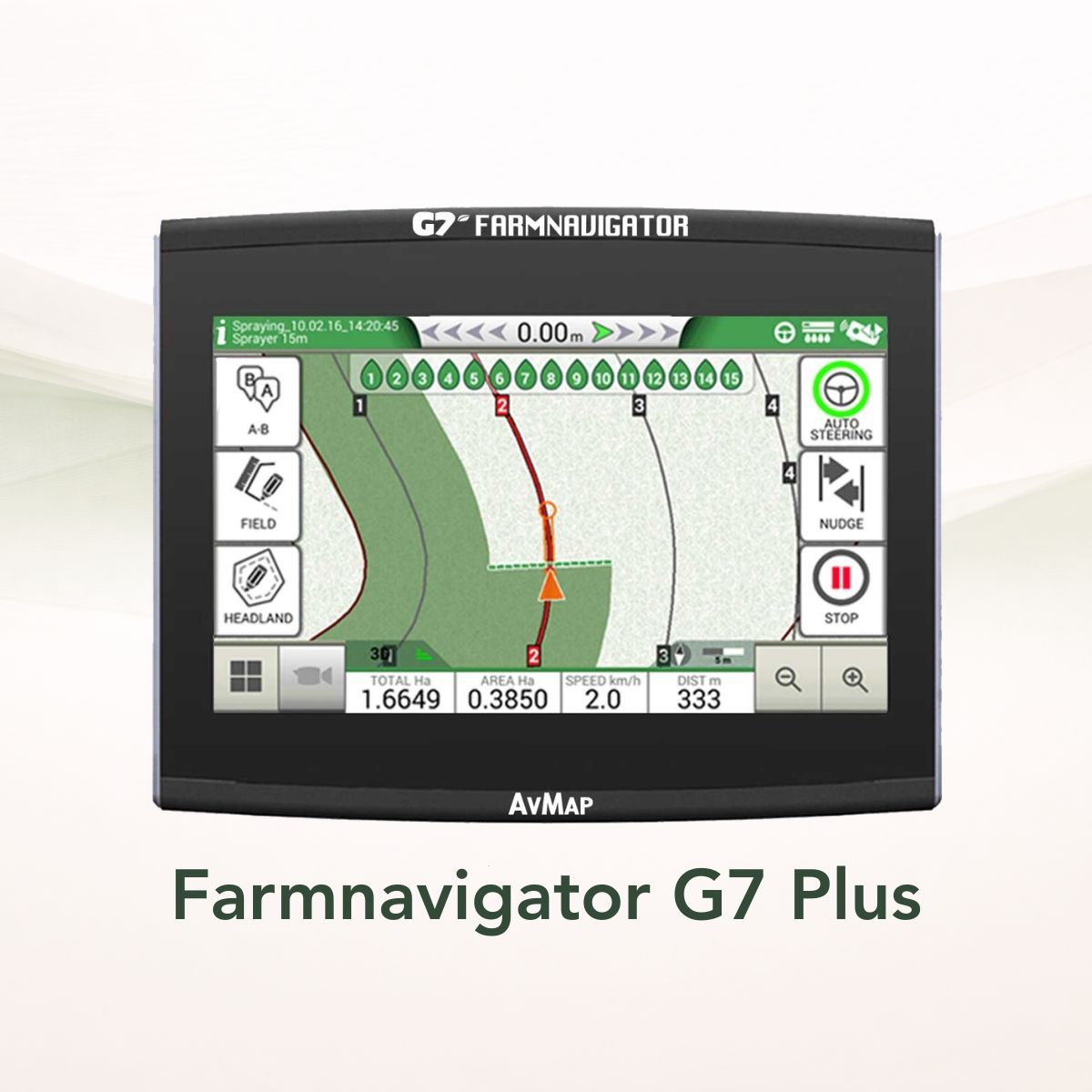 Farmnavigator G7 Plus -ajo-opastin, Turtle Pro GNSS-vastaanotin mukana paketissa