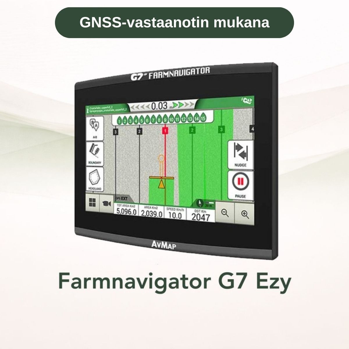 Farmnavigator G7 Ezy -ajo-opastin, Turtle Smart GNSS-vastaanotin mukana paketissa