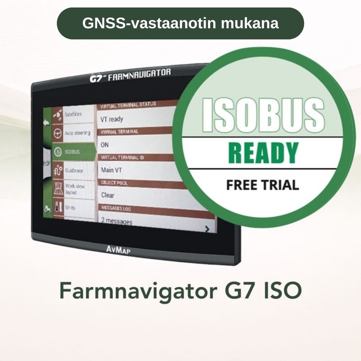 Farmnavigator G7 ISO -ajo-opastin, All in One RTK GNSS-vastaanotin mukana paketissa