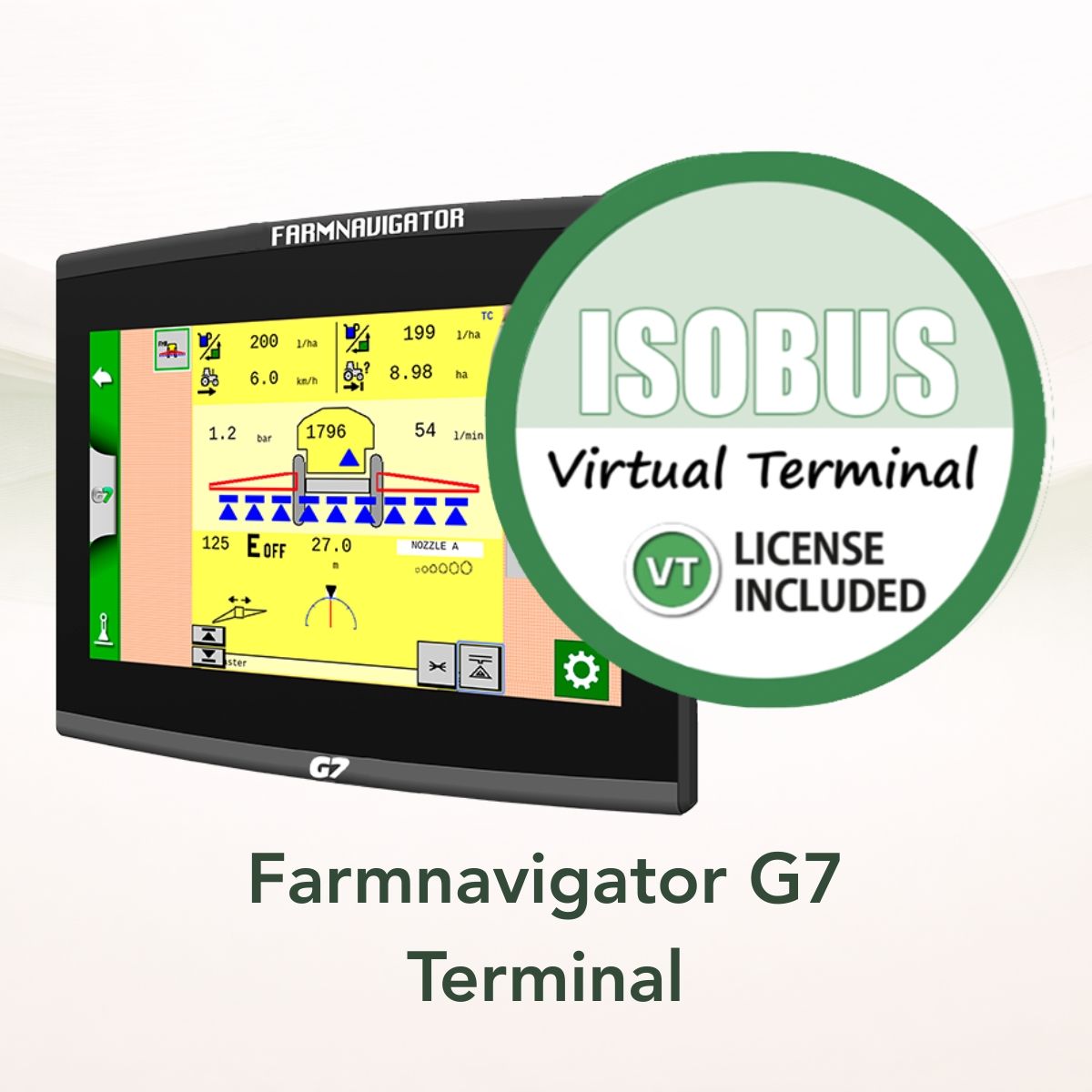 Farmnavigator G7 ISOBUS -näyttö ja Virtual Terminal -käyttöliittymä traktorikäyttöön
