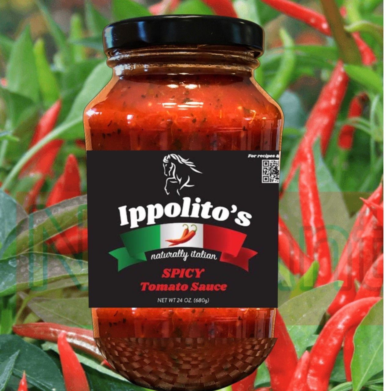 A jar of ippolito 's spicy tomato sauce