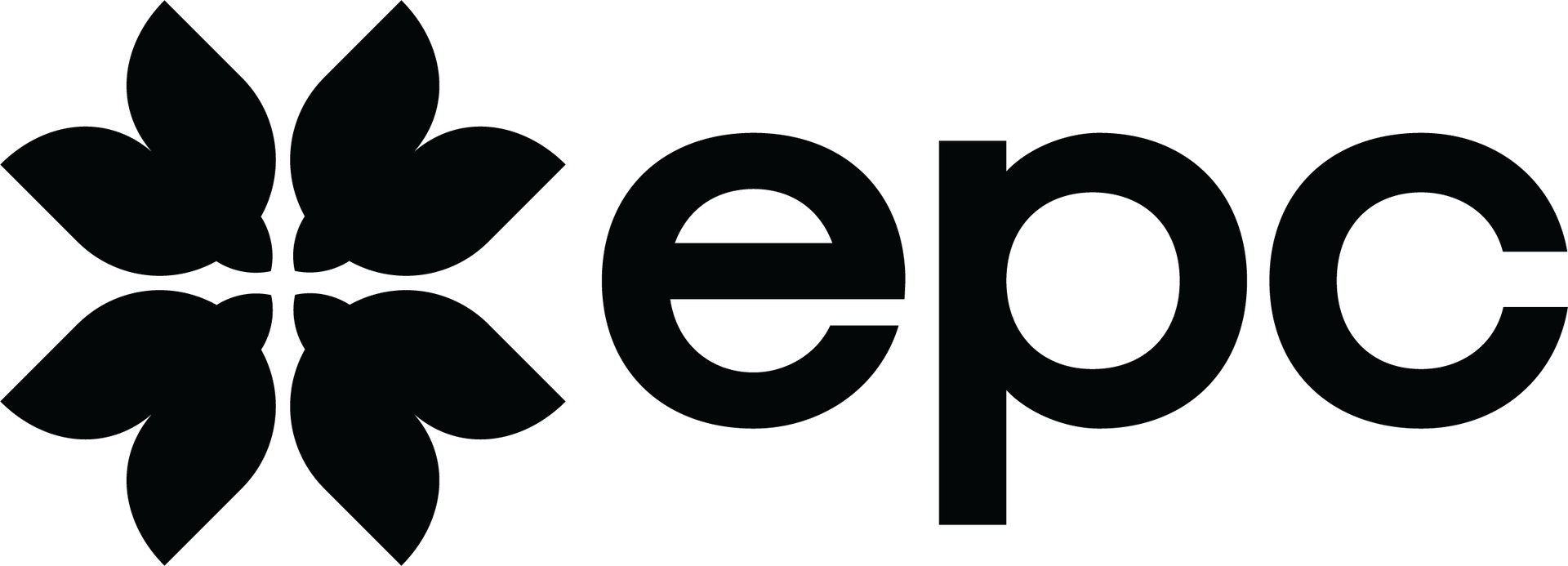 A black logo featuring a four-leaf floral icon to the left of the lowercase text