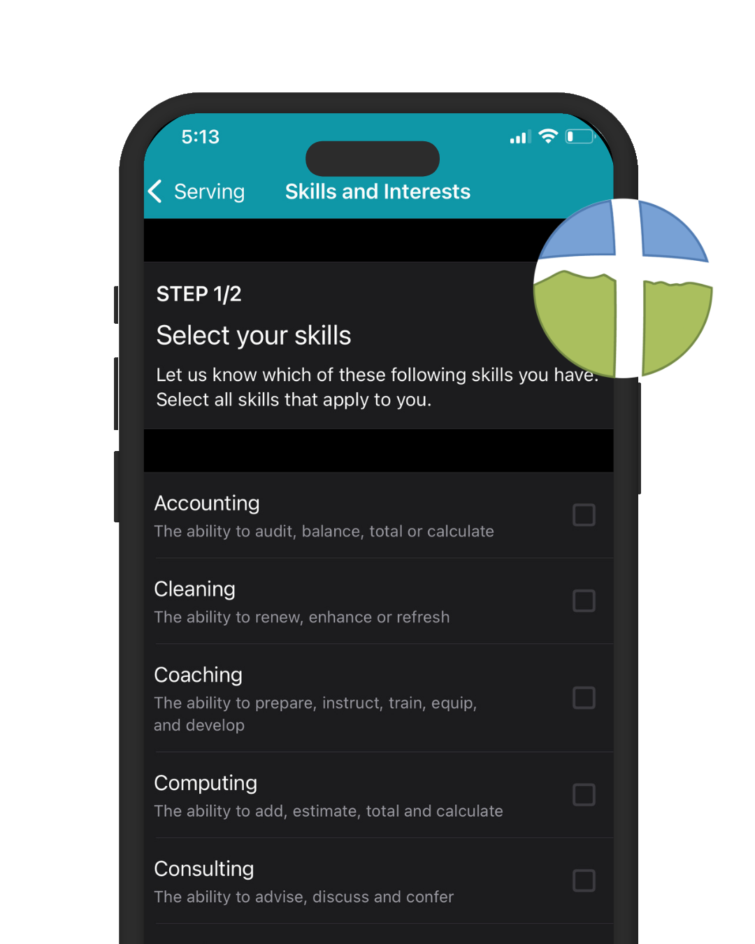 A mobile phone displaying the Realm Connect App on the events tab.