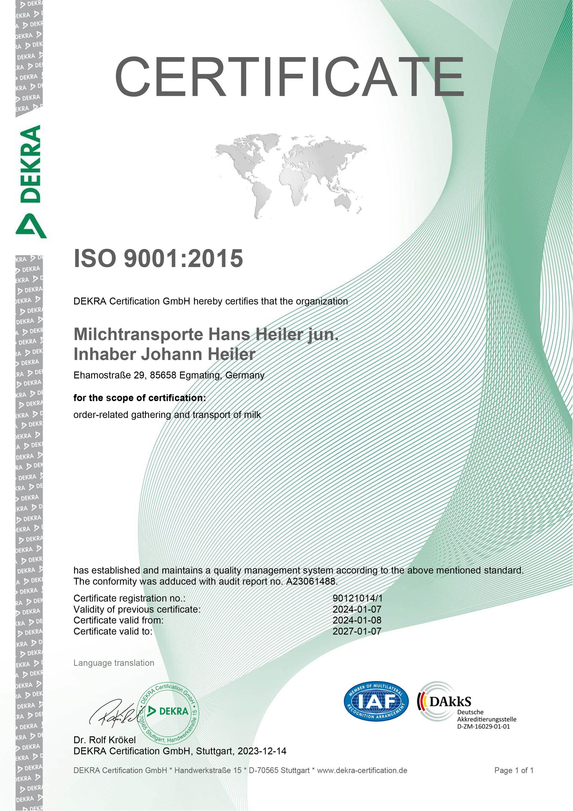 Milchtransporte Heiler