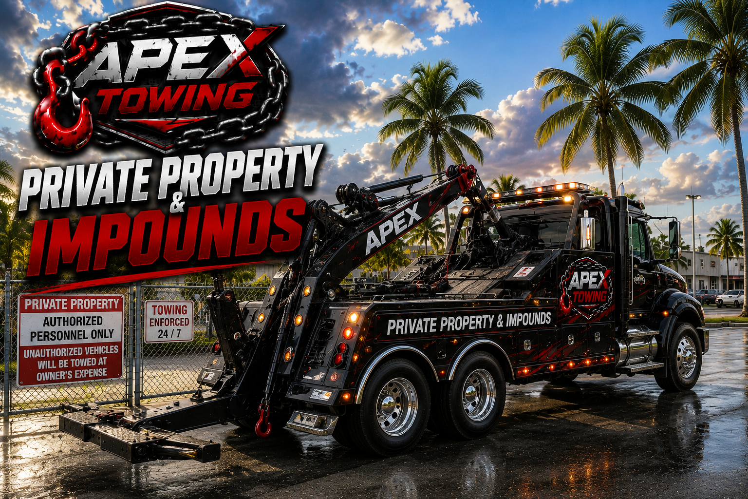 Private property towing and impounds in Broward County — Apex Towing