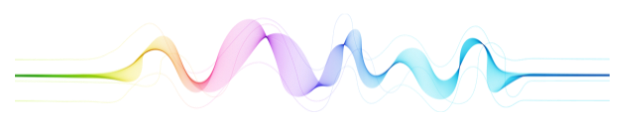 Abstract wave in rainbow colors on a white background.
