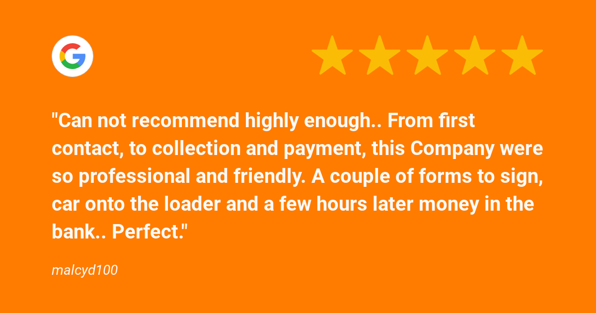 A google review for a Benfleet Scrap saying how great their service is