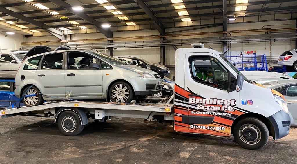 car ready to be scrapped with Benfleet Scrap