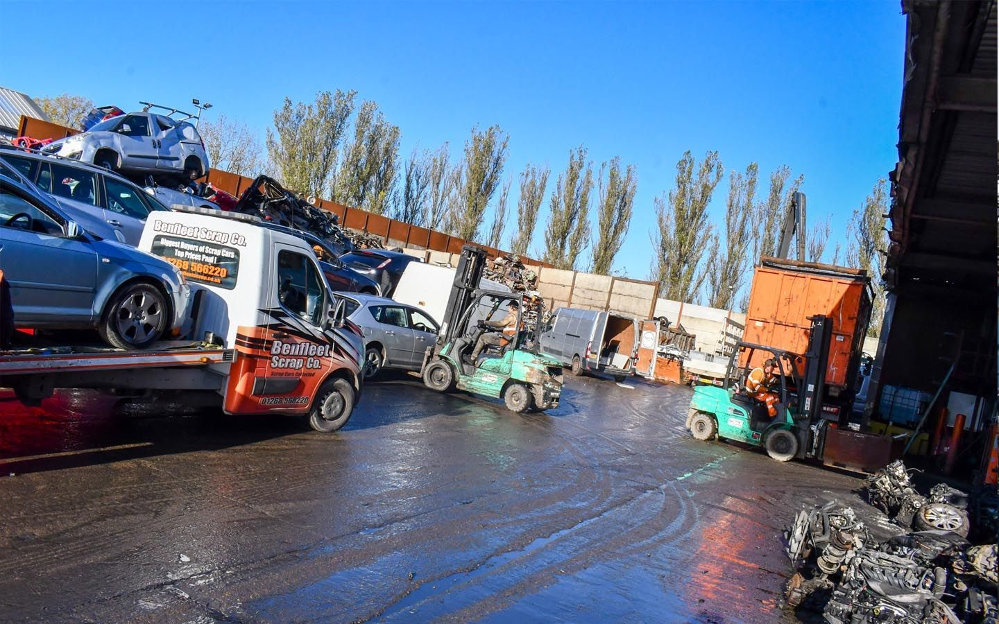 Scrap cars ready to be scrapped at Benfleet Scrap.