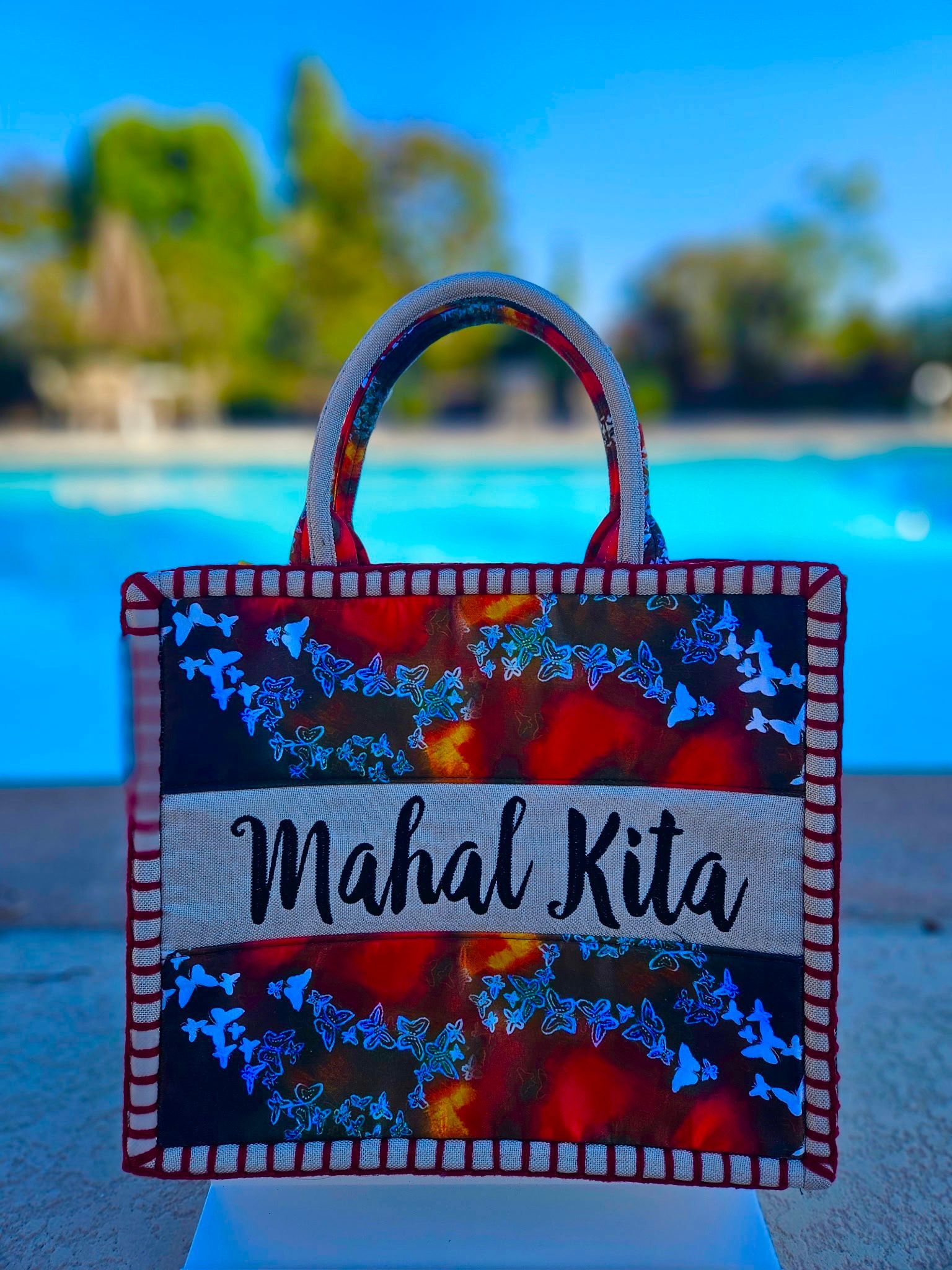 Mahal Kita Red Bag with White Butterflies