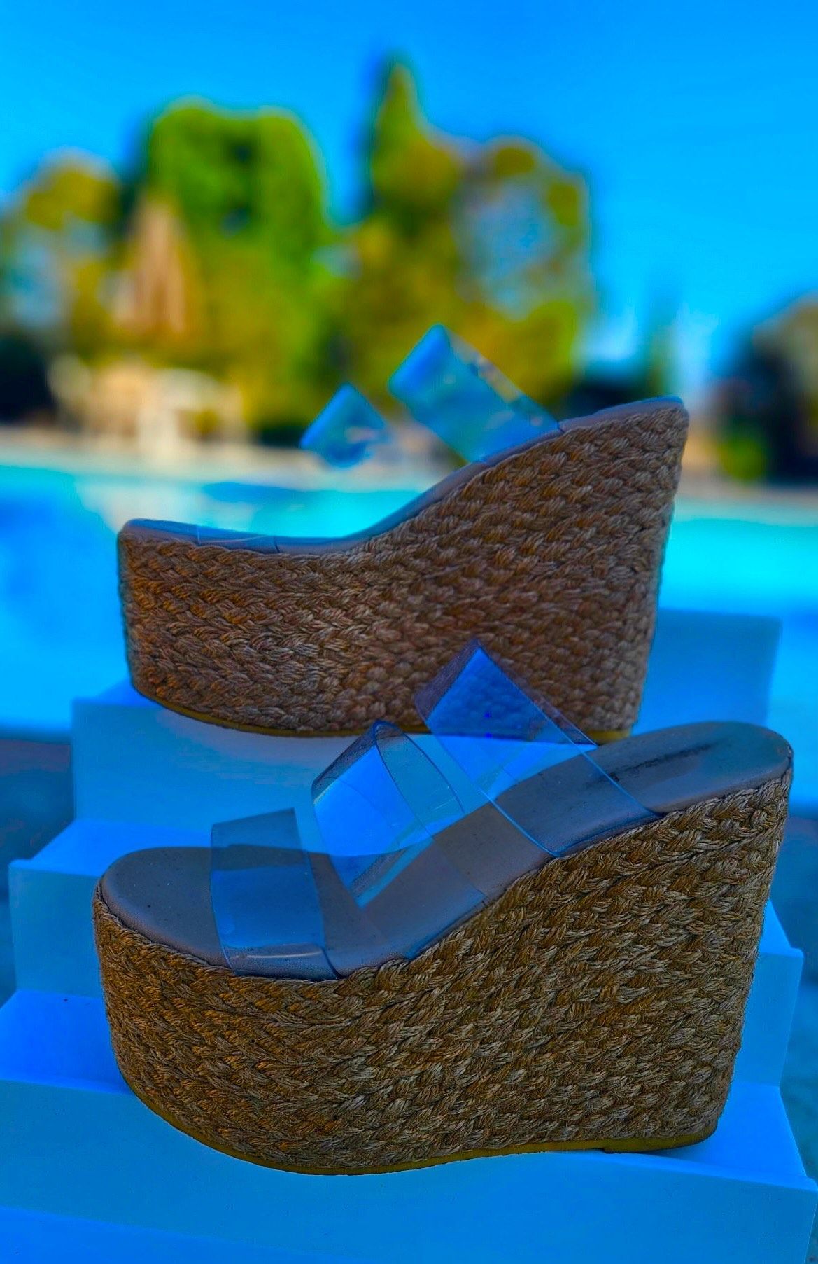 Mahal Kita Footwear Clear Strap Wedge Sandal