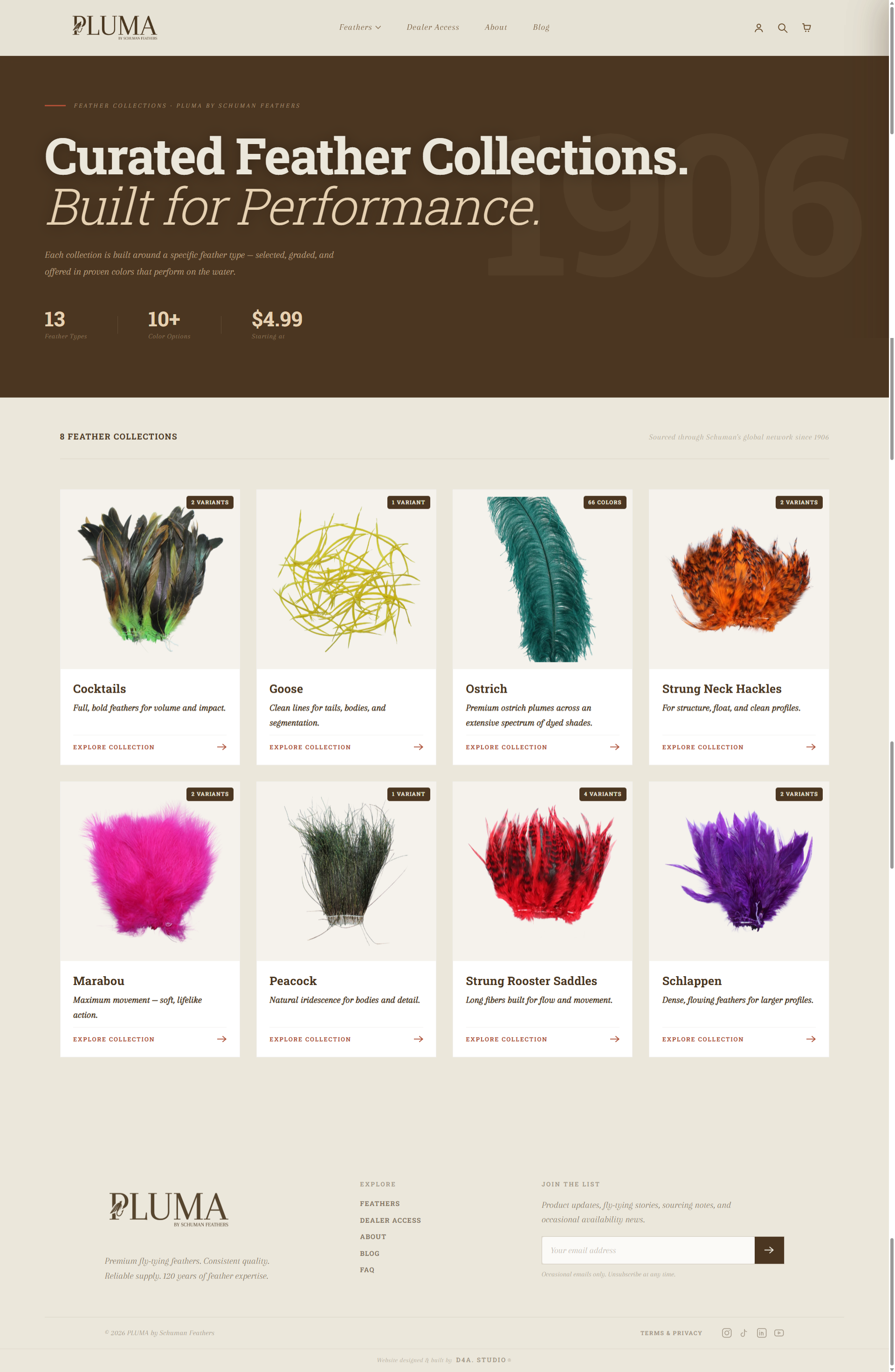 PLUMA product collections page